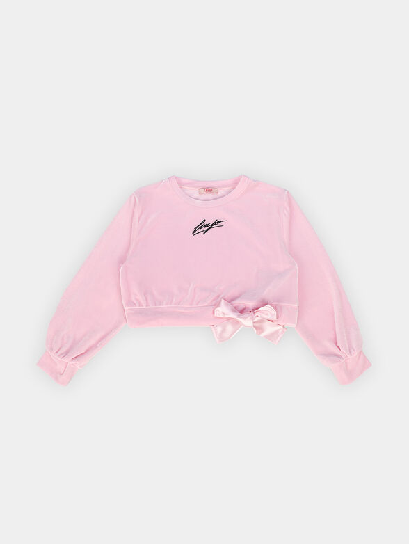 Pink blouse with accent ribbon - 1