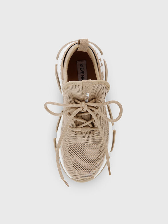 Beige sneakers with contrasting logo - 6