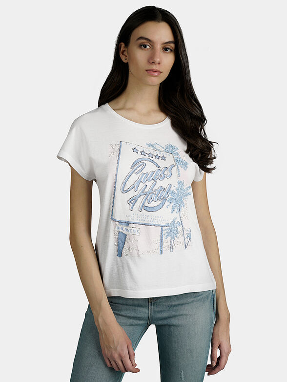 GLAMOUR Grey t-shirt with print and beads - 1