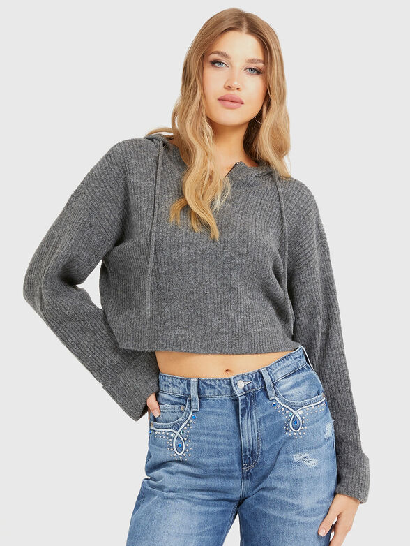 Short sweatshirt in grey color - 1