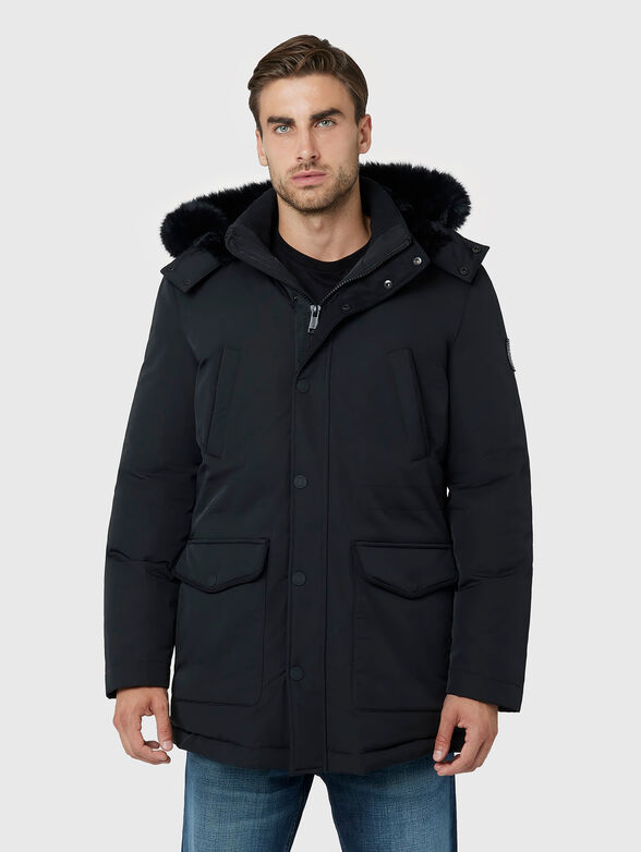 Black parka with removable hood - 1