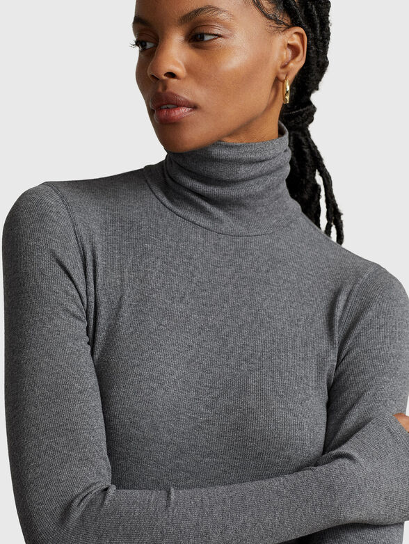 Sweater with polo collar in grey color - 3