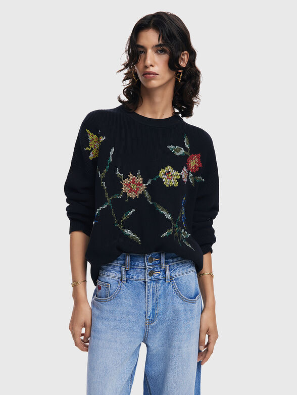 MASSILIA sweater with floral embroidery  - 0