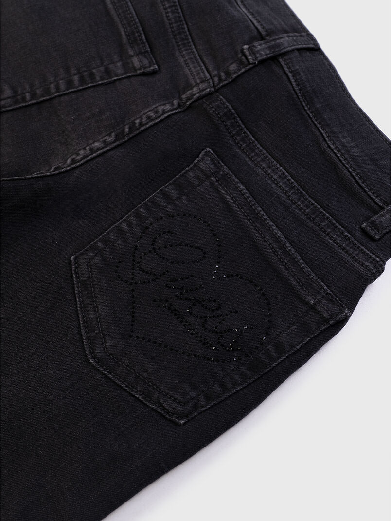 Black denim straight pants - 2
