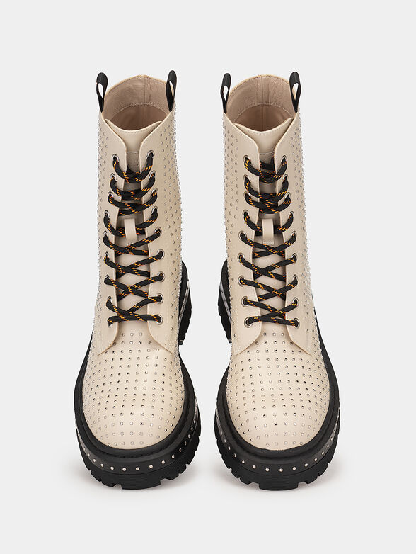 Studded ankle boots with laces  - 6