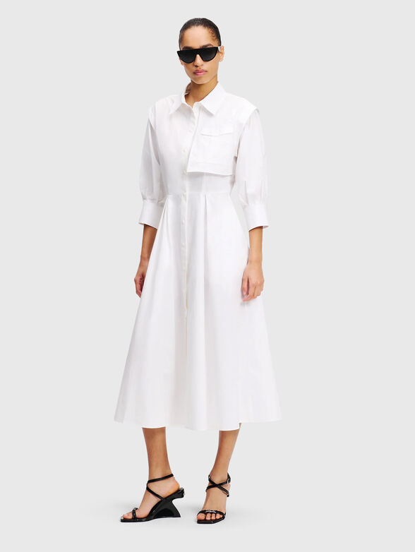 Cotton midi dress with puff sleeves - 4