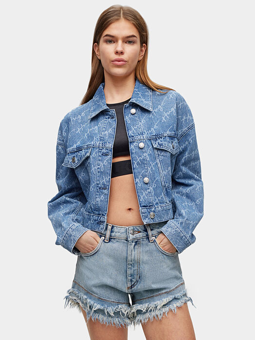 Denim jacket with monogram logo print