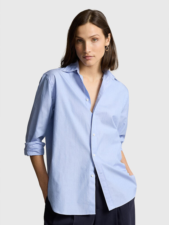 Cotton shirt with elongated back hem - 0