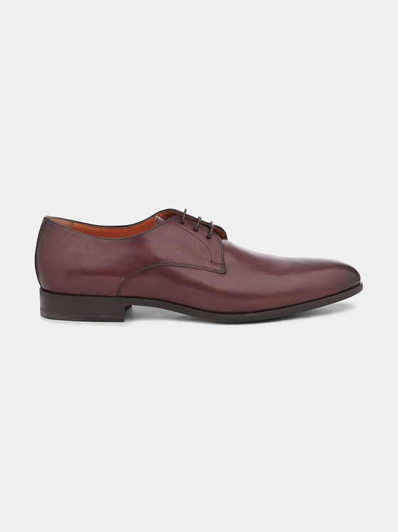 Leather Derby shoes in burgundy - 1