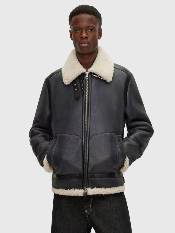 Dark grey leather jacket  - 1