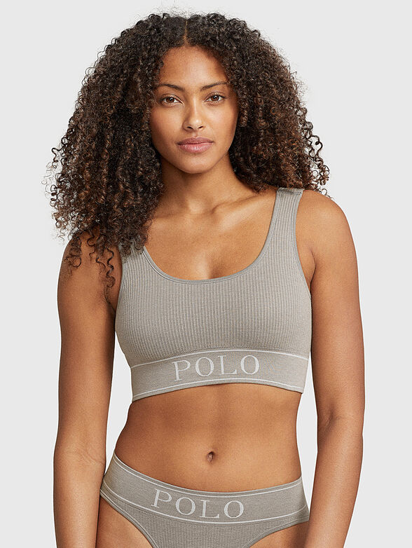 Grey sports bra with logo - 1