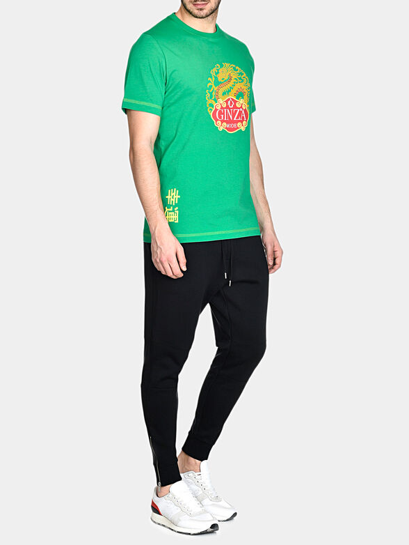 TS021 T-shirt with art prints in green color - 3