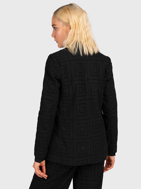Black cotton blazer with openwork embroidery - 2