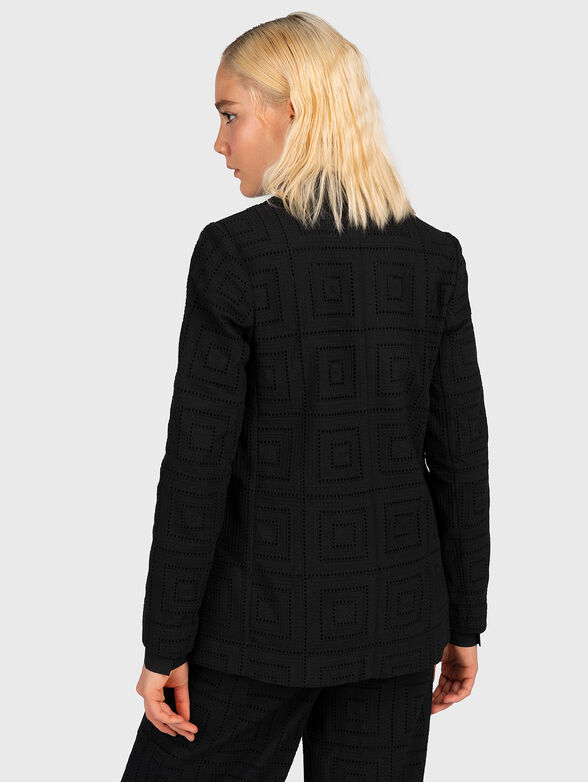 Black cotton blazer with openwork embroidery - 2