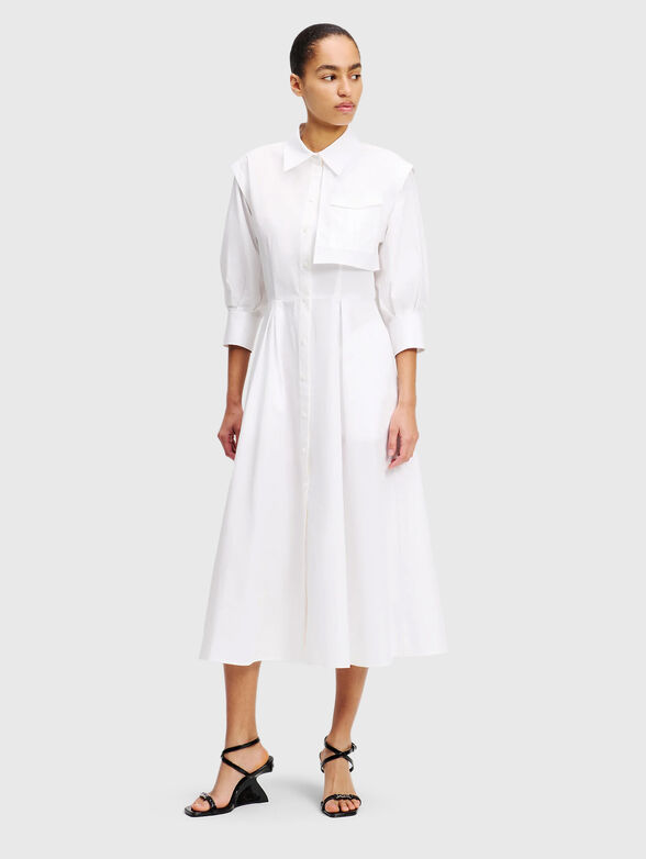 Cotton midi dress with puff sleeves - 1