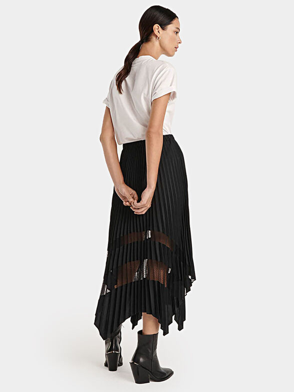Black pleated skirt with lace inserts - 4
