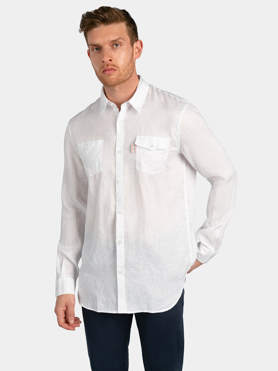 COLLINS Linen shirt i blue color - 1
