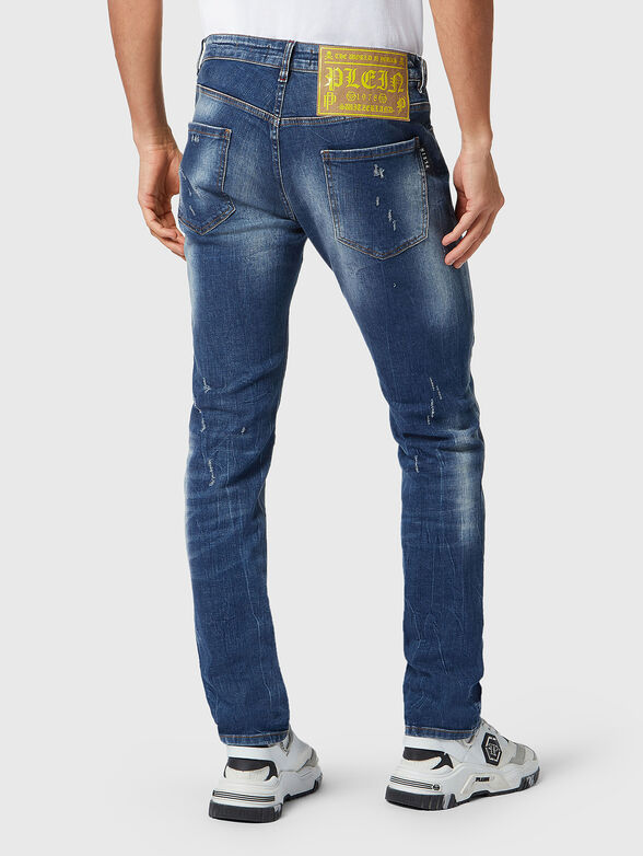 Blue jeans with washed effect and accent rips - 2