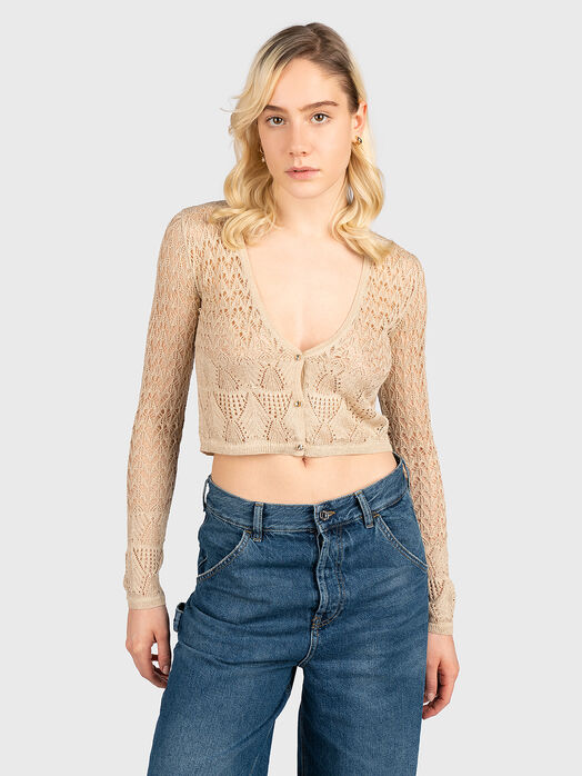 Cropped knitted cardigan with buttons