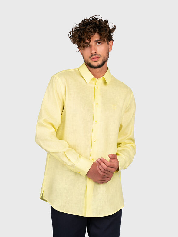 Linen shirt with embroidered logo - 1