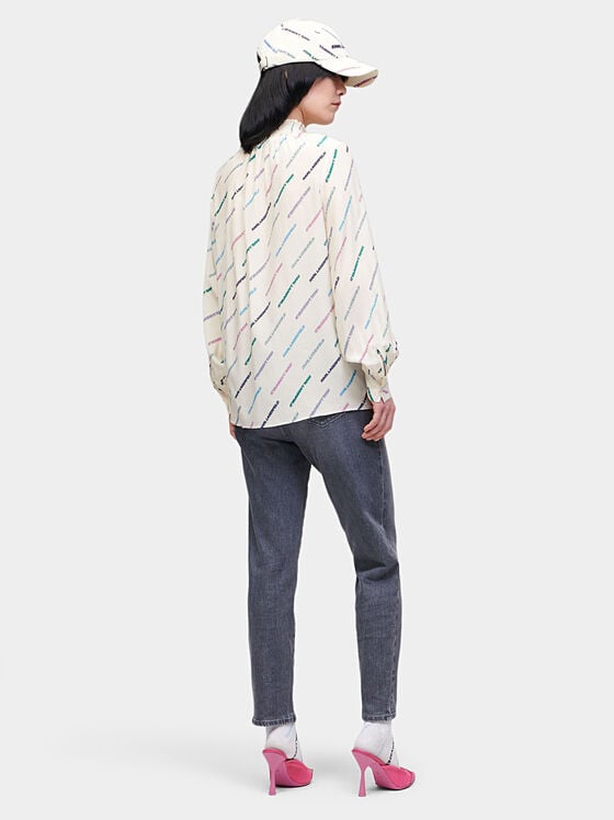 Silk shirt with multicolor logo print - 2