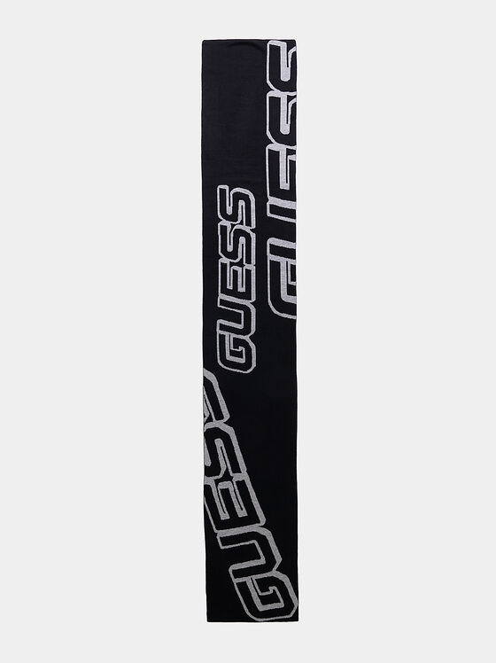 Black scarf with logo print - 1