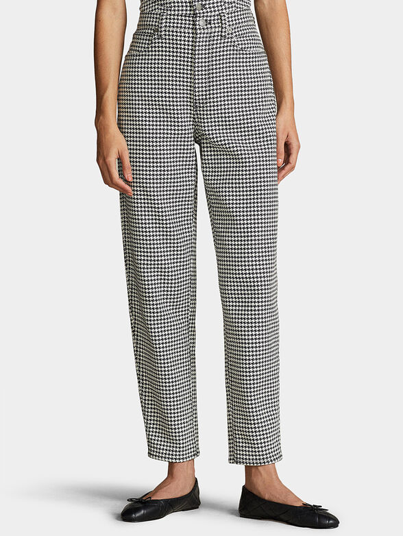 Cropped pants with pepita pattern - 1