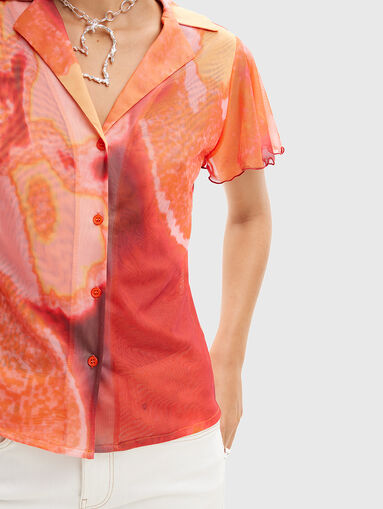 Shirt with short sleeves and sheer effect - 4