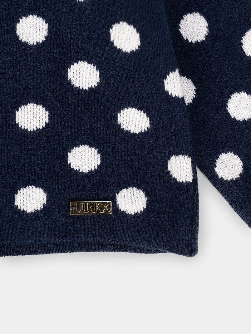 Blue dotted viscose blend cardigan - 3