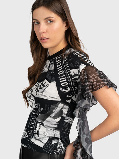 T-shirt with print and accent sleeves - 4