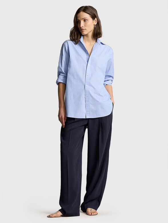 Cotton shirt with elongated back hem - 1