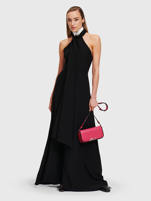 Black maxi dress with removable collar - 3