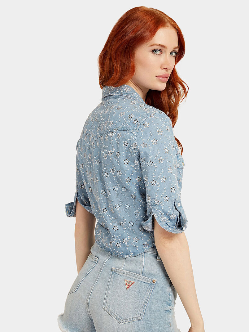 Lyocell shirt with embroidered floral motifs - 3