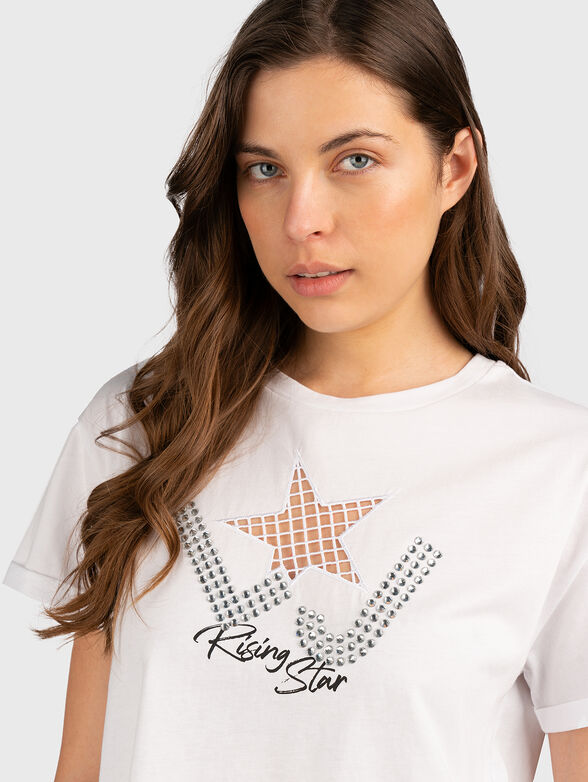 Crystal embellished T-shirt - 4