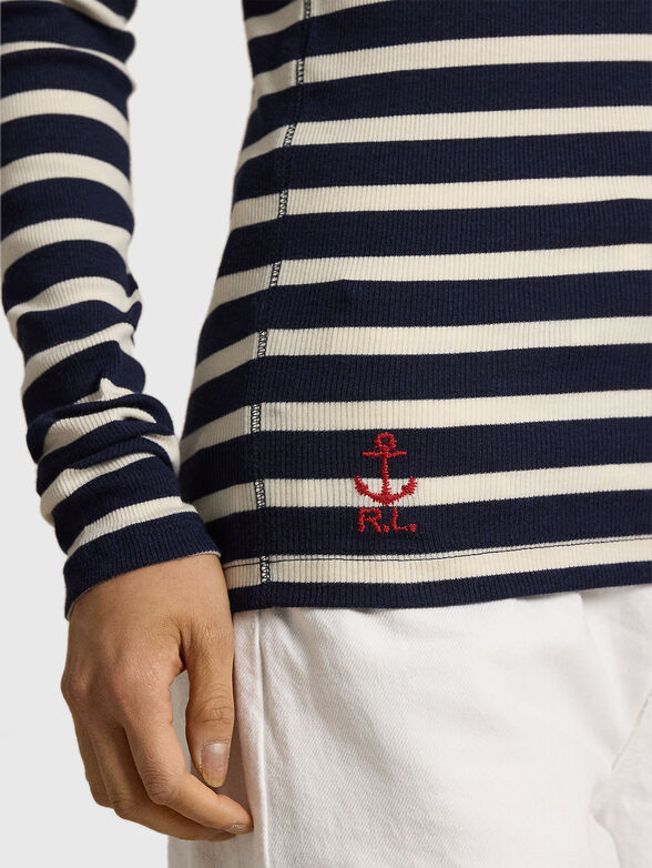 Striped sweater with polo collar - 3