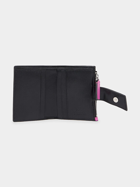 Black leather blend purse with logo element  - 3