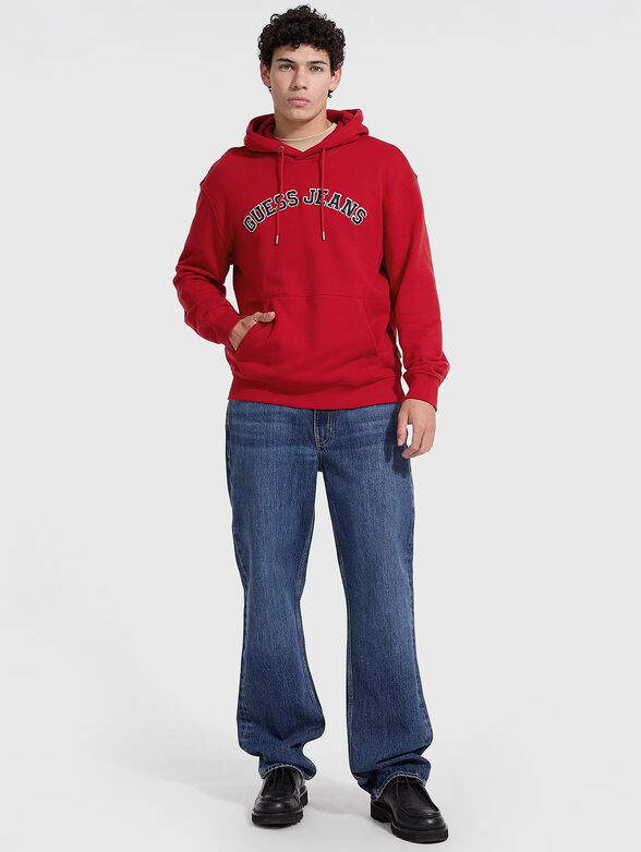Cotton sweatshirt with hood and logo - 1