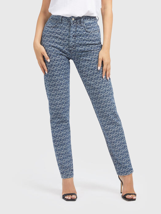 Mom fit jeans with monogram print