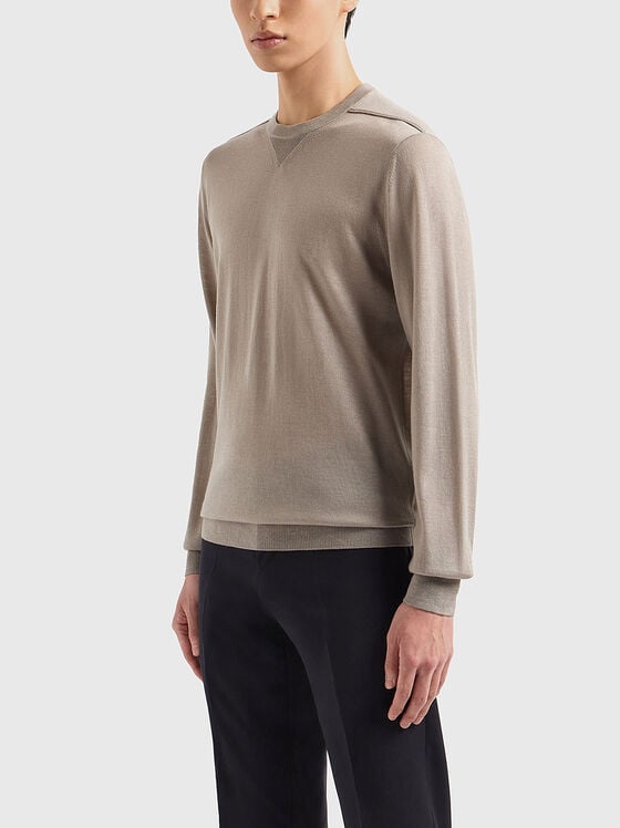 Round neck wool blend sweater - 1