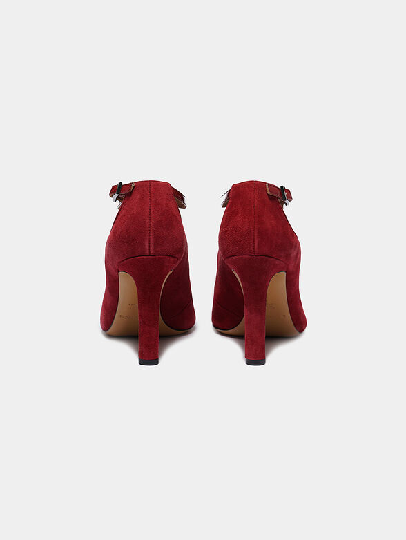 Suede high heel shoes in red color - 3
