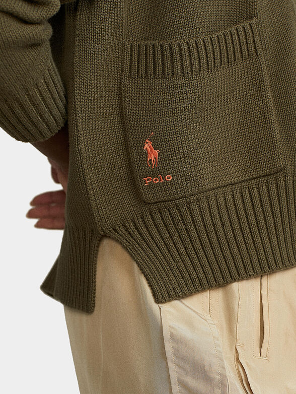 Cotton cardigan with buttons and logo embroidery - 4