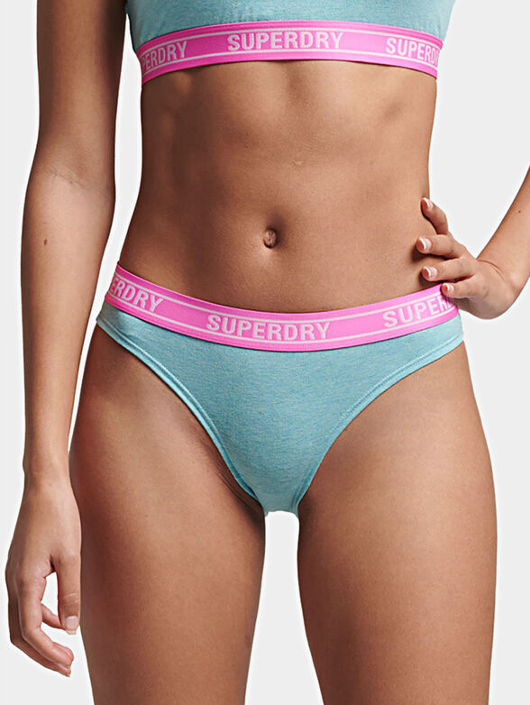 Blue briefs with logo band - 1
