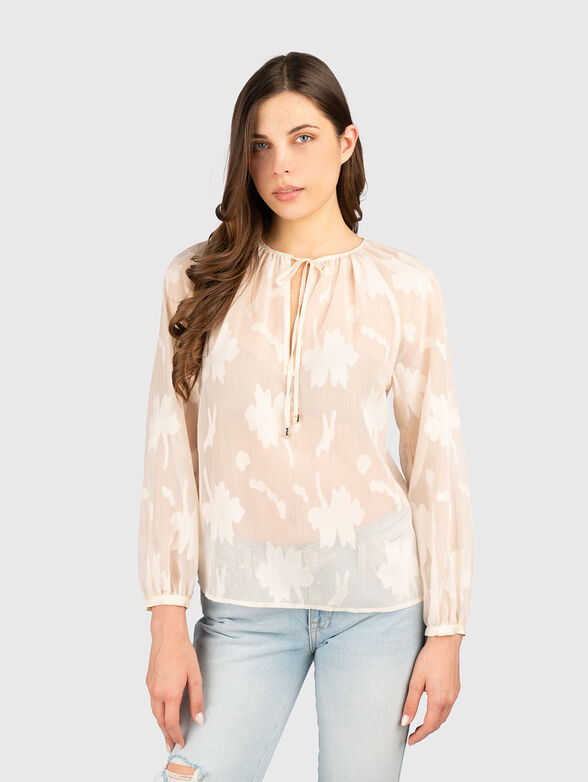 Long sleeved blouse with a sheer effect - 0