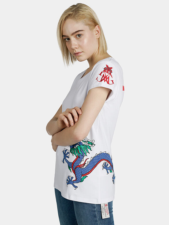 White t-shirt with colorful prints - 5