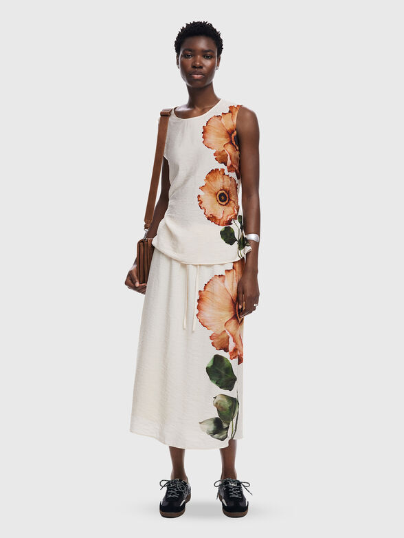 Midi skirt with floral accent - 6