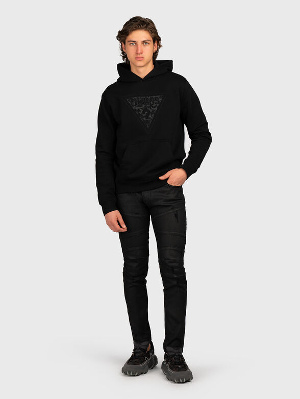Black sweatshirt with logo embroidery - 2