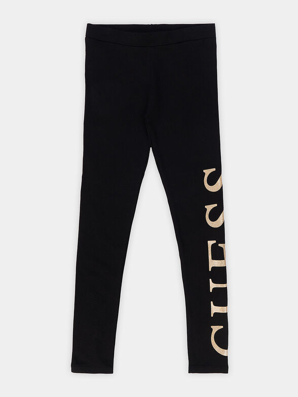 Black cotton leggings with logo detail - 1