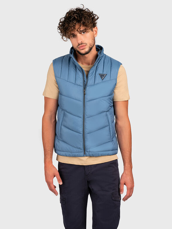 Padded vest with removable hood in black - 4