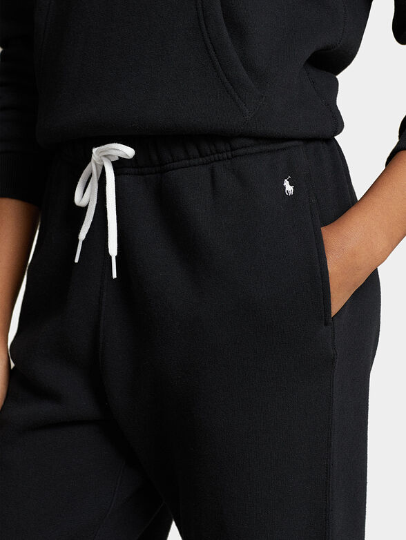 Black sports pants with logo embroidery - 2