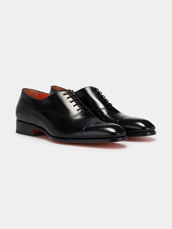 Leather Oxford shoes in black color - 2